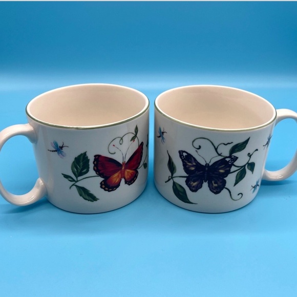 Butterfly Cups Mug 2 Pc Set Tabletop Unlimited Vintage - Picture 1 of 4